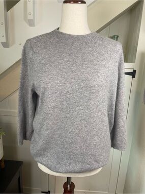 Talbots Grey Pure 100% Cashmere Crewneck Sweater L